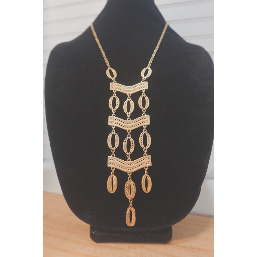 Stella & Dot‎ Necklace Kimberly Gold Tone Y2K Bib Chandelier Tiered Jewelry
